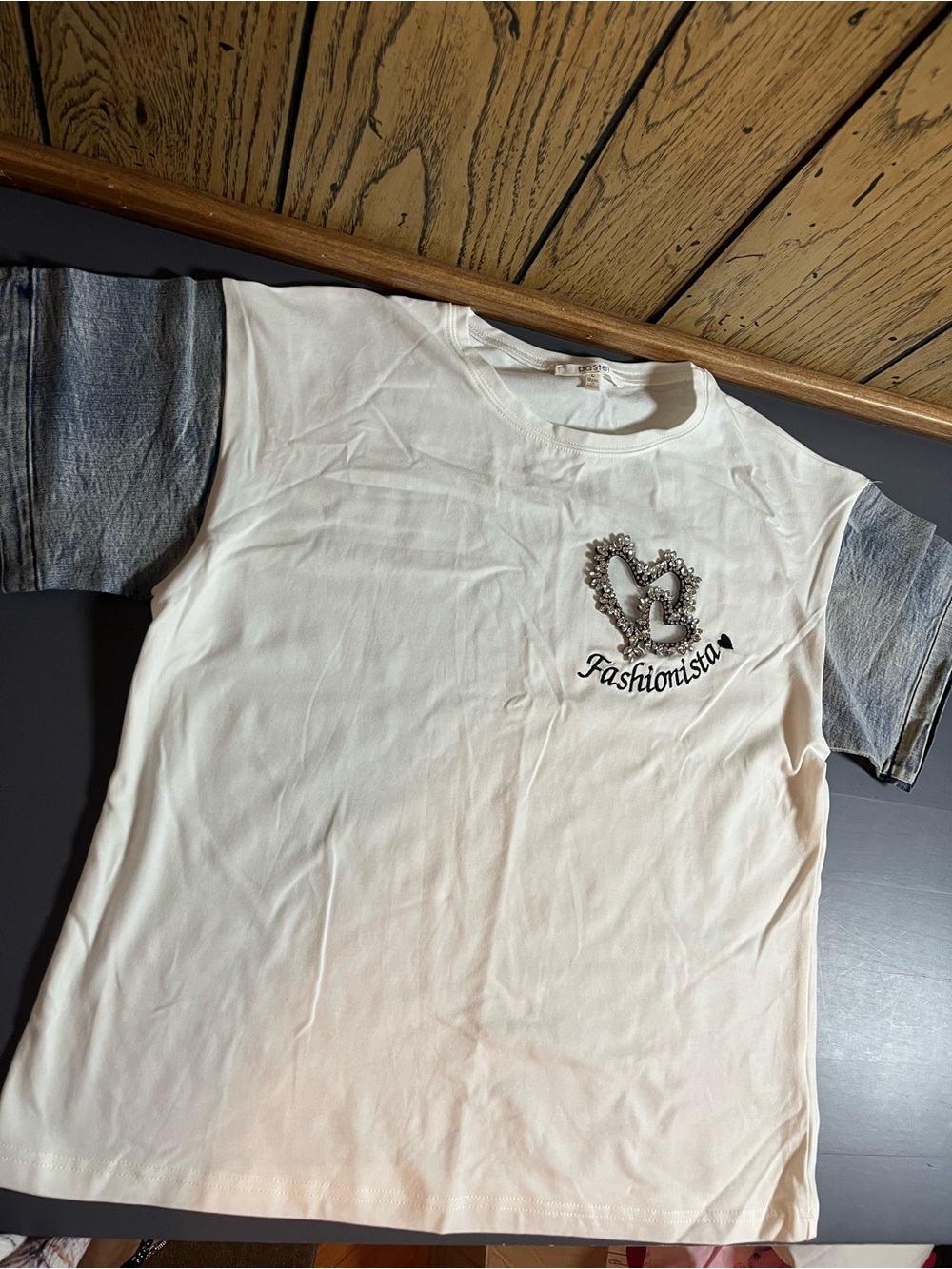 Pastels White Crewneck Tee with Multicolor Label